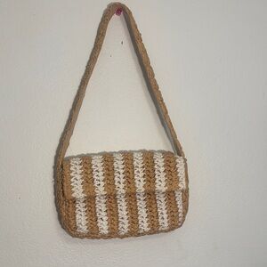 ANTHROPOLOGIE Raffia Striped Shoulder Bag